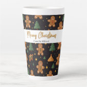 Vrolijk Kerstfeest Schattige Gingerbread Pine Tree Latte Mok (Voorkant)