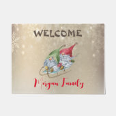 Vrolijk kerstfeest, Schattige gnomen Sleigh Deurmat (Voorkant)