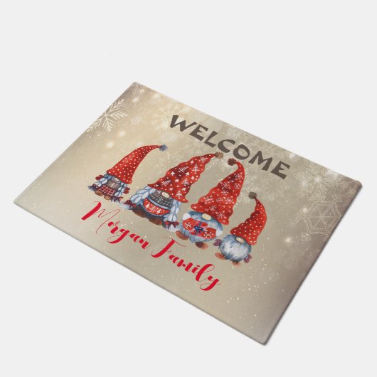 Vrolijk kerstfeest, Schattige gnomen Snowflakes Deurmat (Schuin)