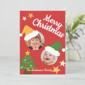 Vrolijk Kerstfeest Schattige & Grappig Twee Kerstm Feestdagenkaart (Staand voorkant)