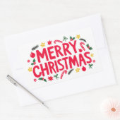 Vrolijk Kerstfeest Schattige Hand-Drawn CUSTOM Rechthoekige Sticker (Envelop)