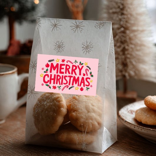 Vrolijk Kerstfeest Schattige Hand-Drawn CUSTOM Rechthoekige Sticker