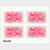 Vrolijk Kerstfeest Schattige Hand-Drawn CUSTOM Rechthoekige Sticker (Vel)
