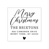 Vrolijk Kerstfeest & Schattige Hart Retouradres Rubberstempel (Afrduk)