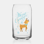 Vrolijk Kerstfeest Schattige Herten Sneeuwvlokken  Blikvorm Glas (Voorkant)