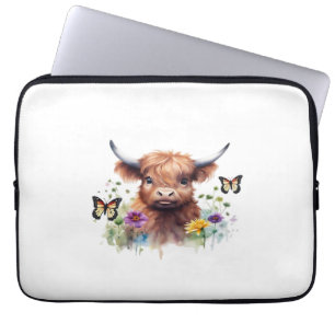 Vrolijk Kerstfeest Schattige Highland Koe Classic Laptop Sleeve