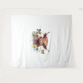 Vrolijk Kerstfeest Schattige Highland Koe Classic Wandkleed (Voorkant (horizontaal))