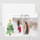 Vrolijk kerstfeest schattige kerstbomen een foto s feestdagenkaart (Voorkant / Achterkant)
