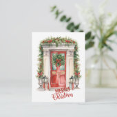 Vrolijk kerstfeest - Schattige kersthuis Briefkaart (Staand voorkant)