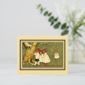 Vrolijk kerstfeest schattige kinderen in de sneeuw feestdagenkaart (Staand voorkant)