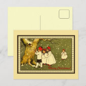 Vrolijk kerstfeest schattige kinderen in de sneeuw feestdagenkaart (Voorkant / Achterkant)