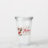 Vrolijk kerstfeest schattige koe acryl drinkbeker (Achterkant)