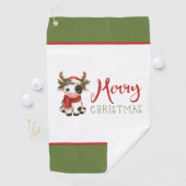 Vrolijk kerstfeest schattige koe golfhanddoek (Insitu)