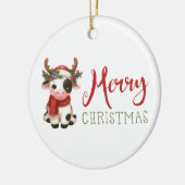Vrolijk kerstfeest schattige koe keramisch ornament (Links)