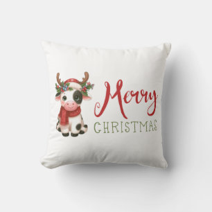 Vrolijk kerstfeest schattige koe kussen