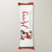 Vrolijk kerstfeest schattige koe lichaamskussen (Voorkant Verticaal)