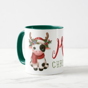 Vrolijk kerstfeest schattige koe mok