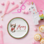 Vrolijk kerstfeest schattige koe papieren bordje (Feest)