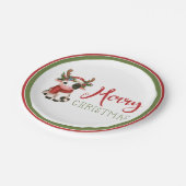 Vrolijk kerstfeest schattige koe papieren bordje (Gekanteld)