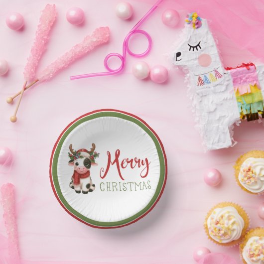 Vrolijk kerstfeest schattige koe papieren kommen (Feest)