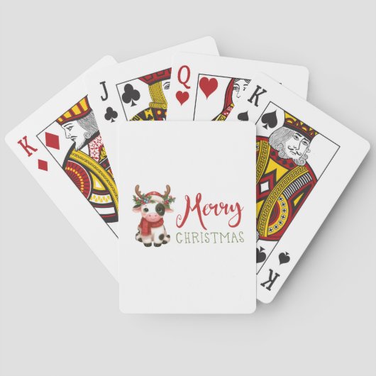Vrolijk kerstfeest schattige koe pokerkaarten (Achterkant)