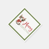 Vrolijk kerstfeest schattige koe servet (Hoek)