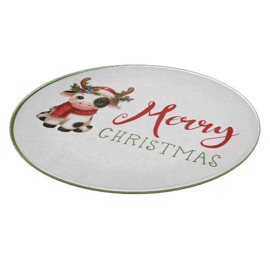 Vrolijk kerstfeest schattige koe snijplank (Hoek)