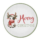 Vrolijk kerstfeest schattige koe snijplank (Voorkant)