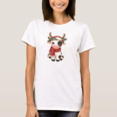 Vrolijk kerstfeest schattige koe t-shirt (Voorkant)