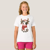 Vrolijk kerstfeest schattige koe t-shirt (Voorkant volledig)