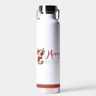 Vrolijk kerstfeest schattige koe waterfles