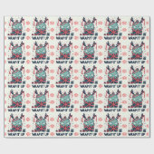 Vrolijk Kerstfeest Schattige monstercadeau verpakt Cadeaupapier (Vlak)