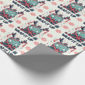 Vrolijk Kerstfeest Schattige monstercadeau verpakt Cadeaupapier (Hoek)