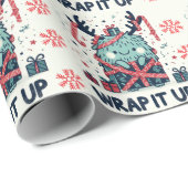 Vrolijk Kerstfeest Schattige monstercadeau verpakt Cadeaupapier (Rol Hoek)