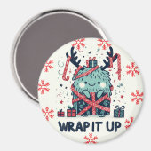 Vrolijk Kerstfeest Schattige monstercadeau verpakt Magneet (Voorkant / Achterkant)