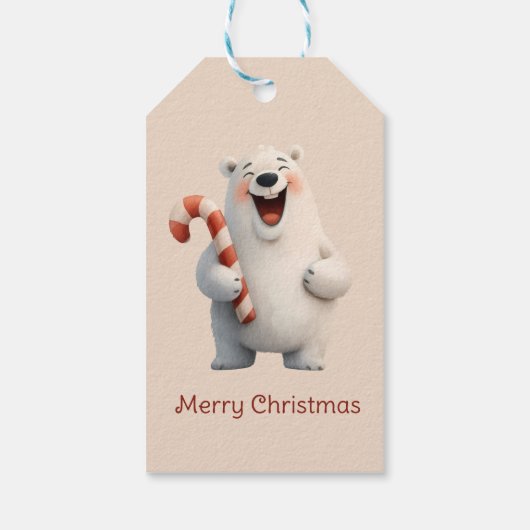 Vrolijk Kerstfeest Schattige Polar Beer Design Cadeaulabel (Achterkant)