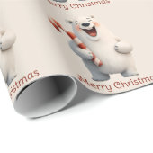 Vrolijk Kerstfeest Schattige Polar Beer Design Cadeaupapier (Rol Hoek)
