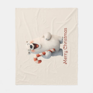 Vrolijk Kerstfeest Schattige Polar Beer Design Fleece Deken