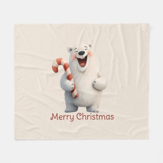 Vrolijk Kerstfeest Schattige Polar Beer Design Fleece Deken (Voorkant (Horizontaal))