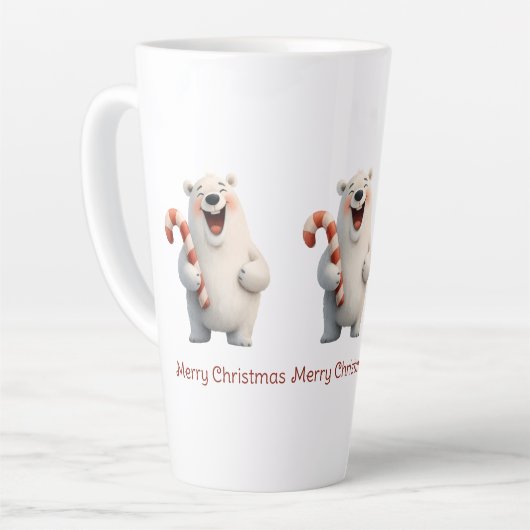 Vrolijk Kerstfeest Schattige Polar Beer Design Latte Mok (Linkerhoek)