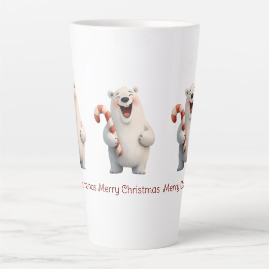 Vrolijk Kerstfeest Schattige Polar Beer Design Latte Mok (Voorkant)