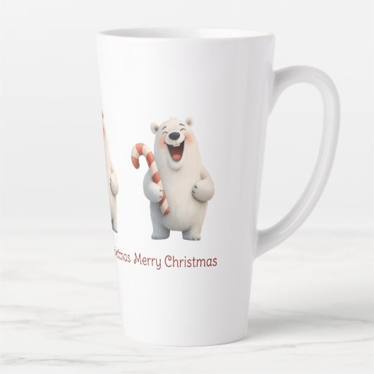Vrolijk Kerstfeest Schattige Polar Beer Design Latte Mok (Rechts)