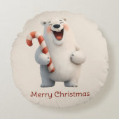 Vrolijk Kerstfeest Schattige Polar Beer Design Rond Kussen (Voorkant)