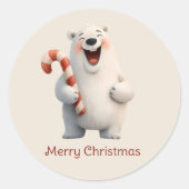 Vrolijk Kerstfeest Schattige Polar Beer Design Ronde Sticker (Voorkant)