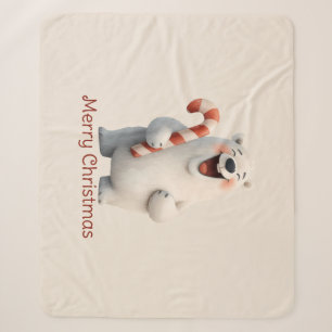 Vrolijk Kerstfeest Schattige Polar Beer Design Sherpa Deken