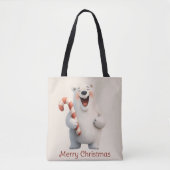 Vrolijk Kerstfeest Schattige Polar Beer Design Tote Bag (Voorkant)