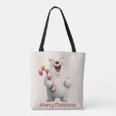 Vrolijk Kerstfeest Schattige Polar Beer Design Tote Bag (Achterkant)