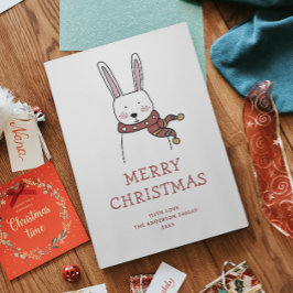 vrolijk kerstfeest. Schattige raar winterkonijntje Feestdagenkaart