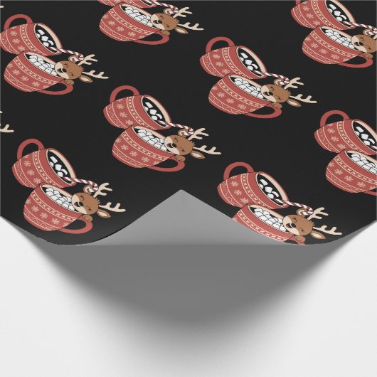 Vrolijk kerstfeest Schattige rendier familie Xmas Cadeaupapier (Hoek)