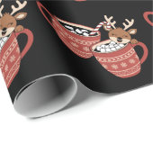Vrolijk kerstfeest Schattige rendier familie Xmas  Cadeaupapier (Rol Hoek)
